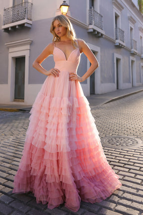 Ombre Layered Tulle Ballgown