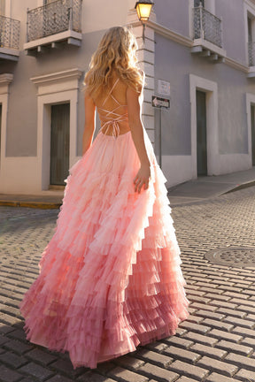 Ombre Layered Tulle Ballgown