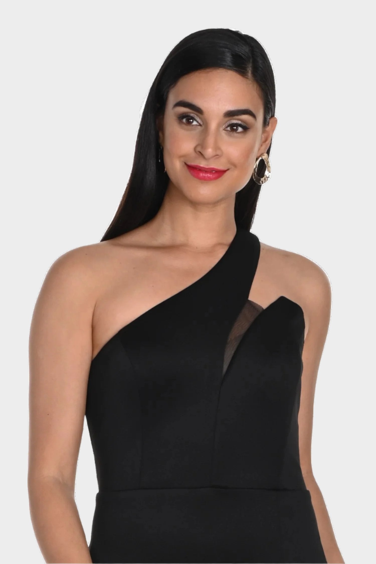 One Shoulder Illusion Cut-Out Midi Dress