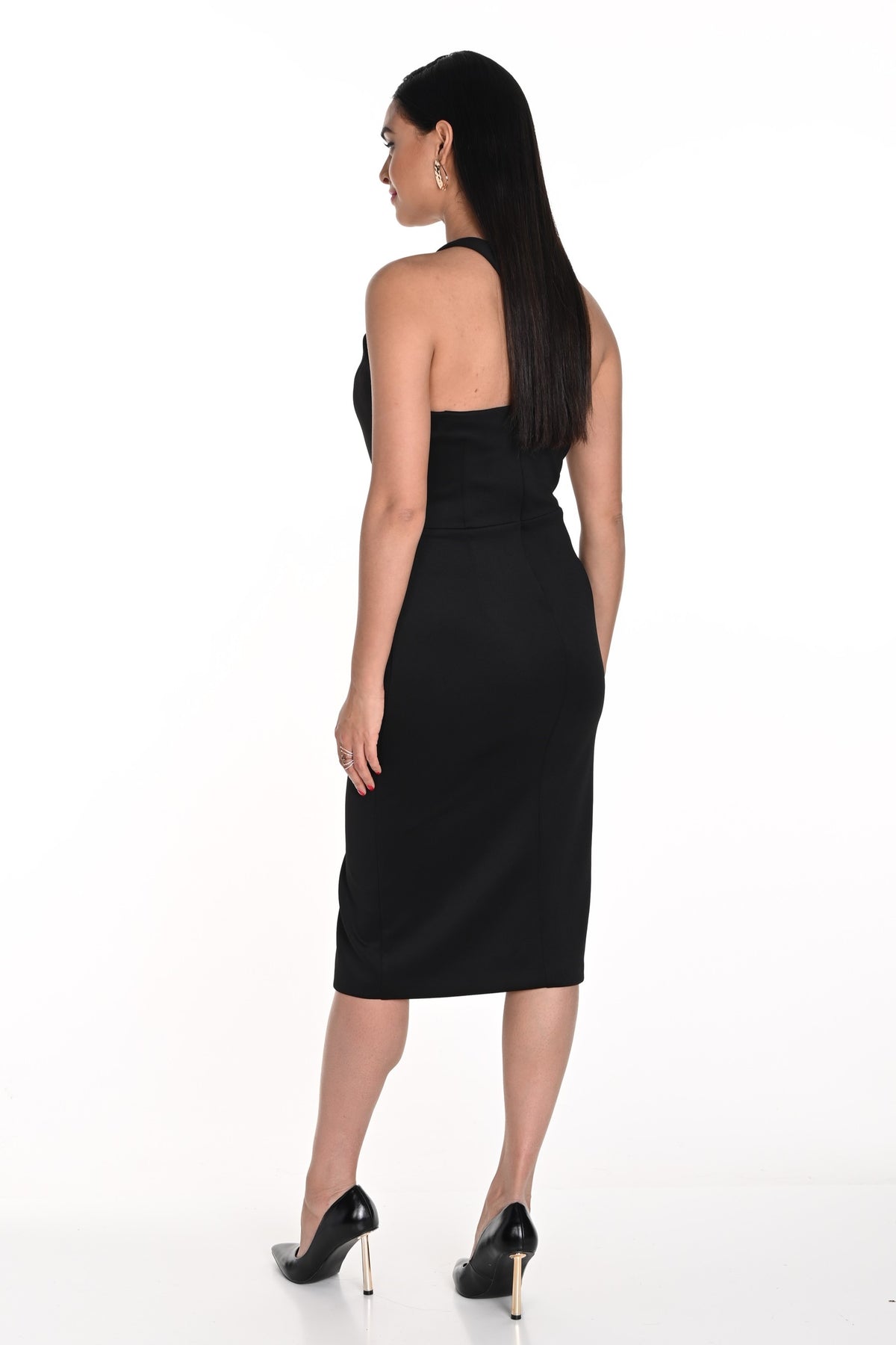 One Shoulder Illusion Cut-Out Midi Dress