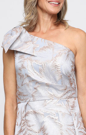One Shoulder Jacquard Gown with Bow