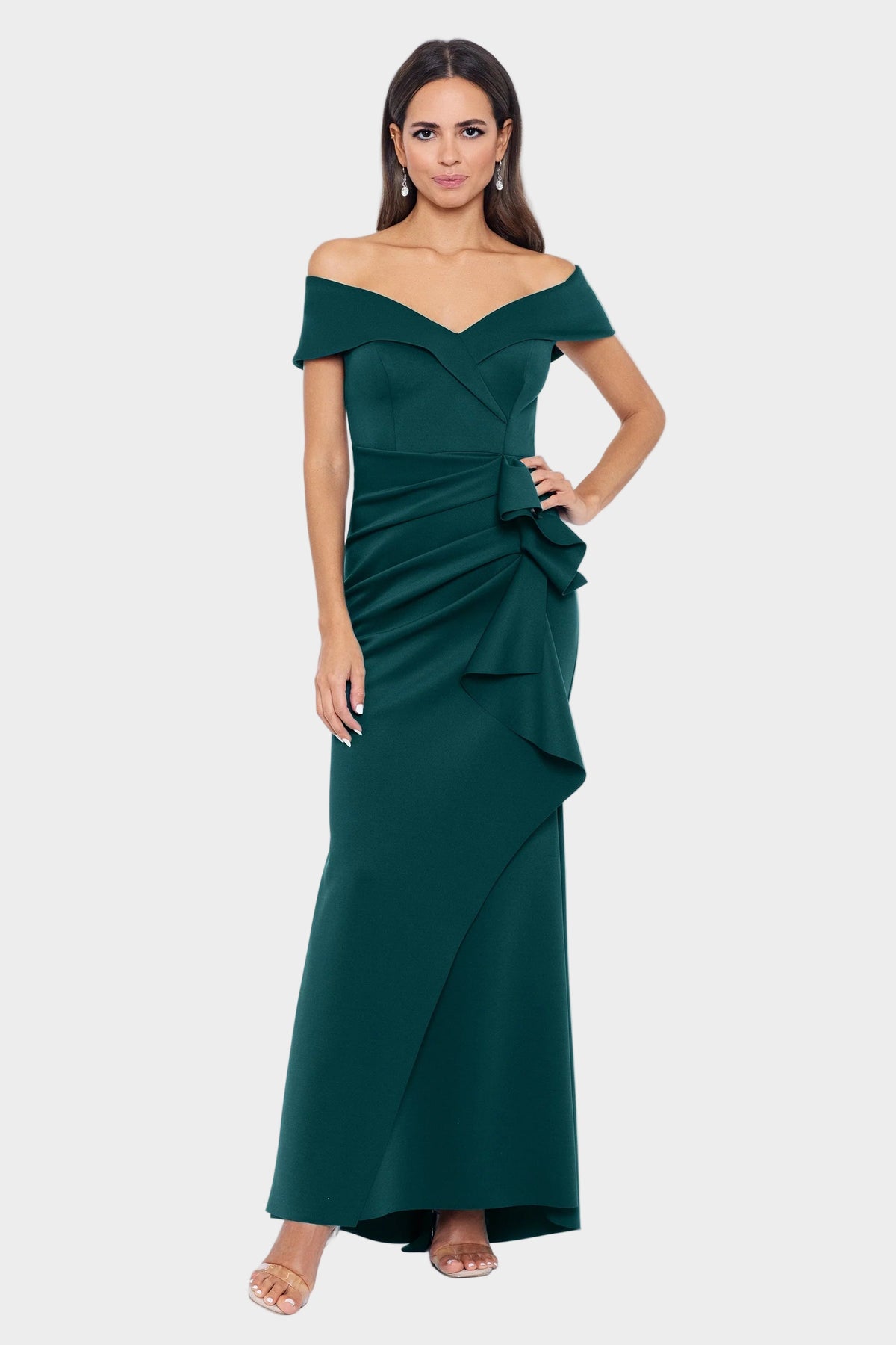 Patti Off Shoulder Ruffle Front Gown