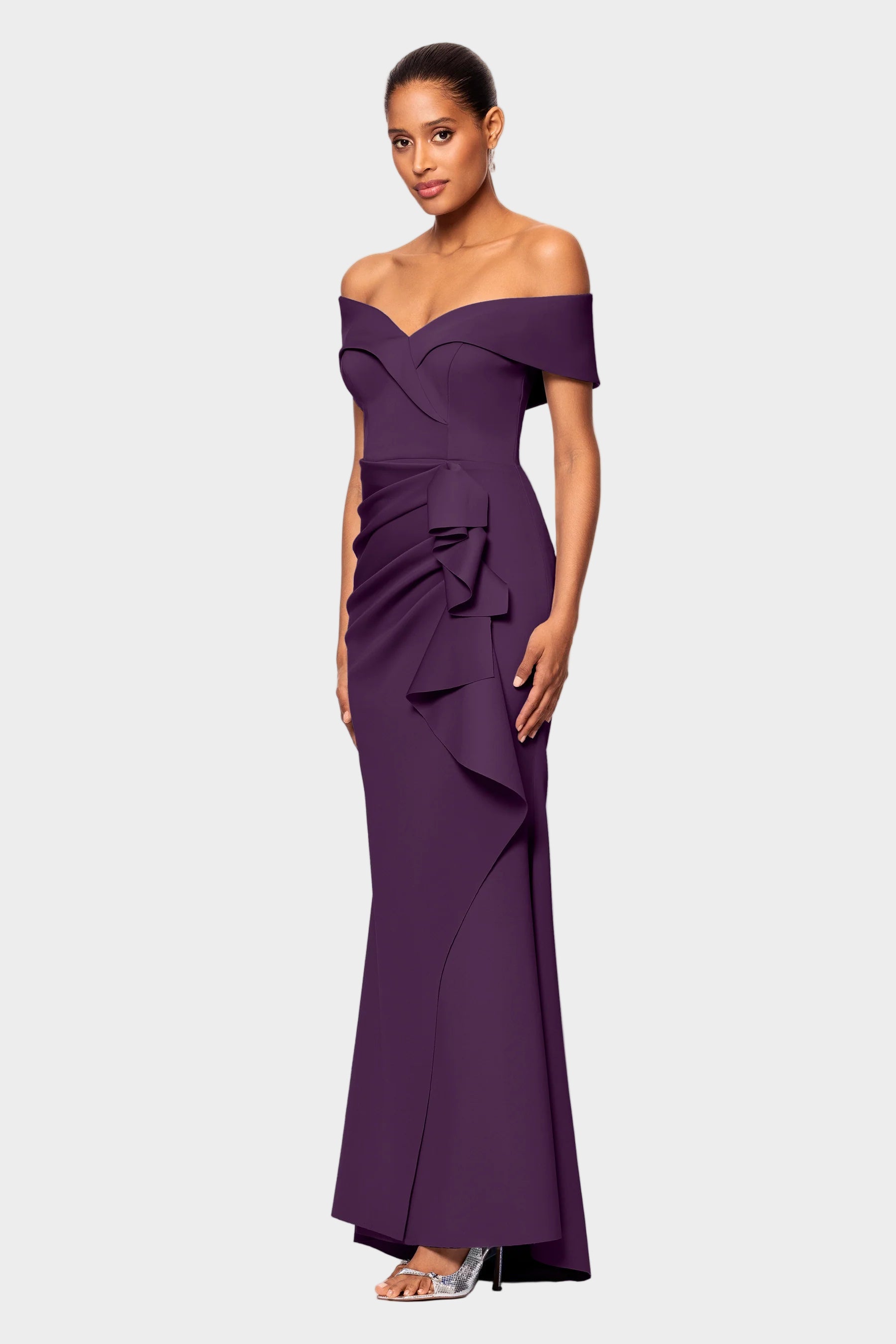Patti Off Shoulder Ruffle Front Gown