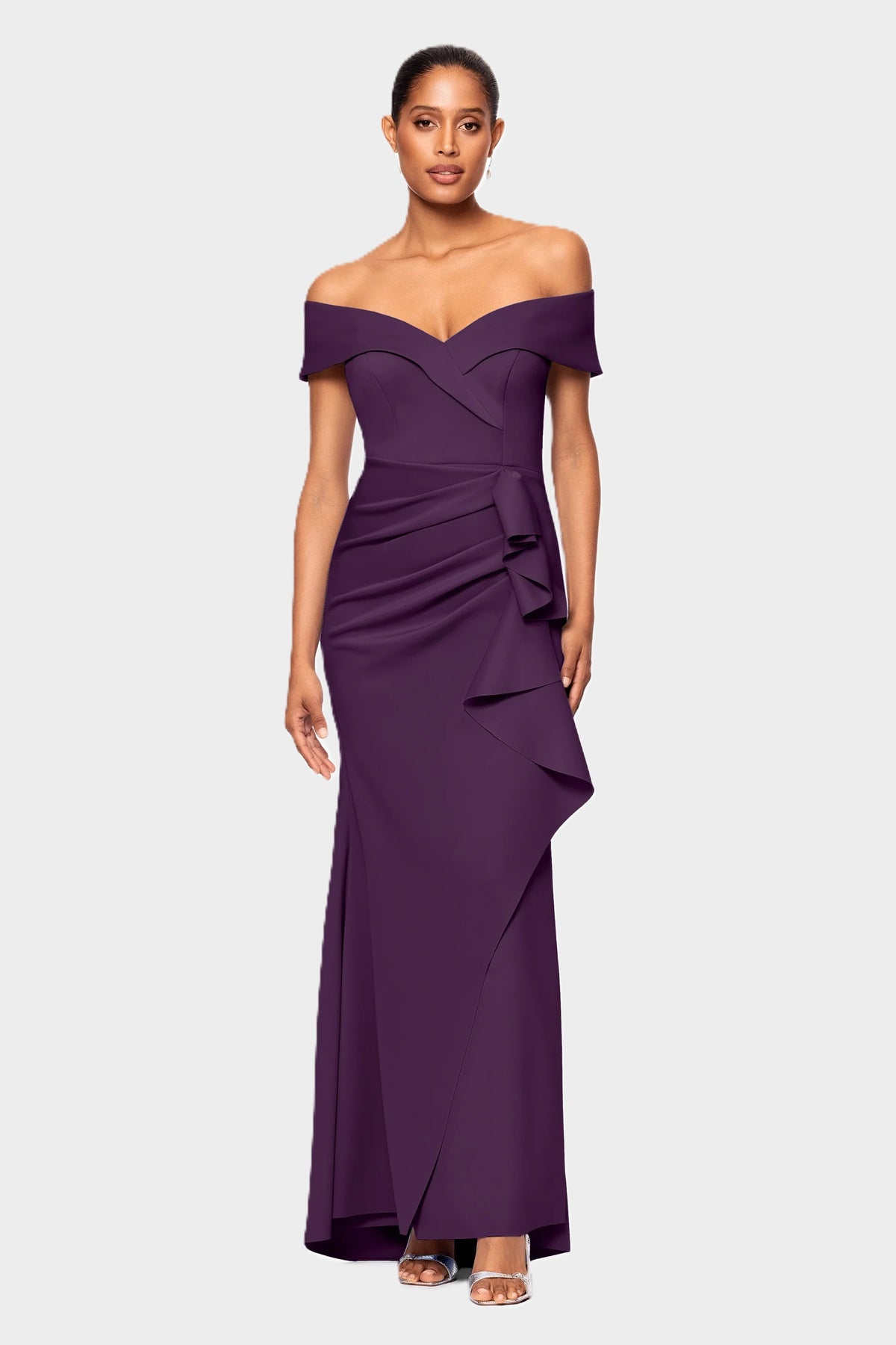 Patti Off Shoulder Ruffle Front Gown