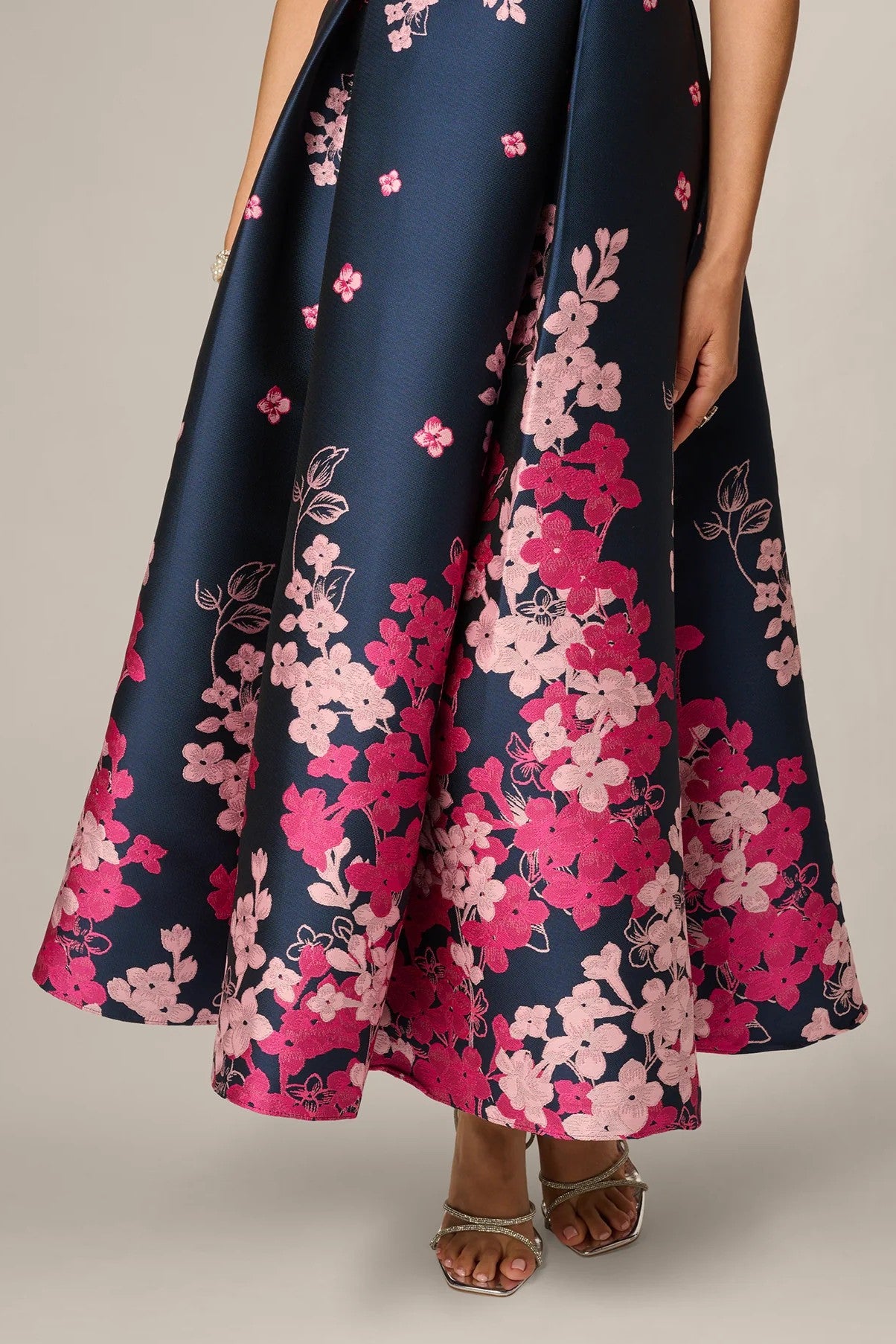 Petite Floral Jacquard Off Shoulder Dress