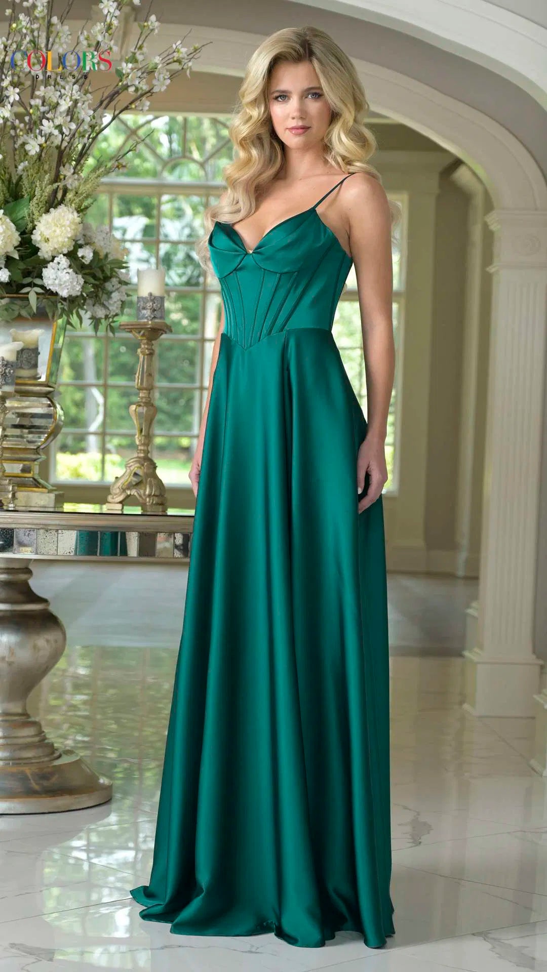 Pleated Sweetheart Flowy Satin A-Line Gown