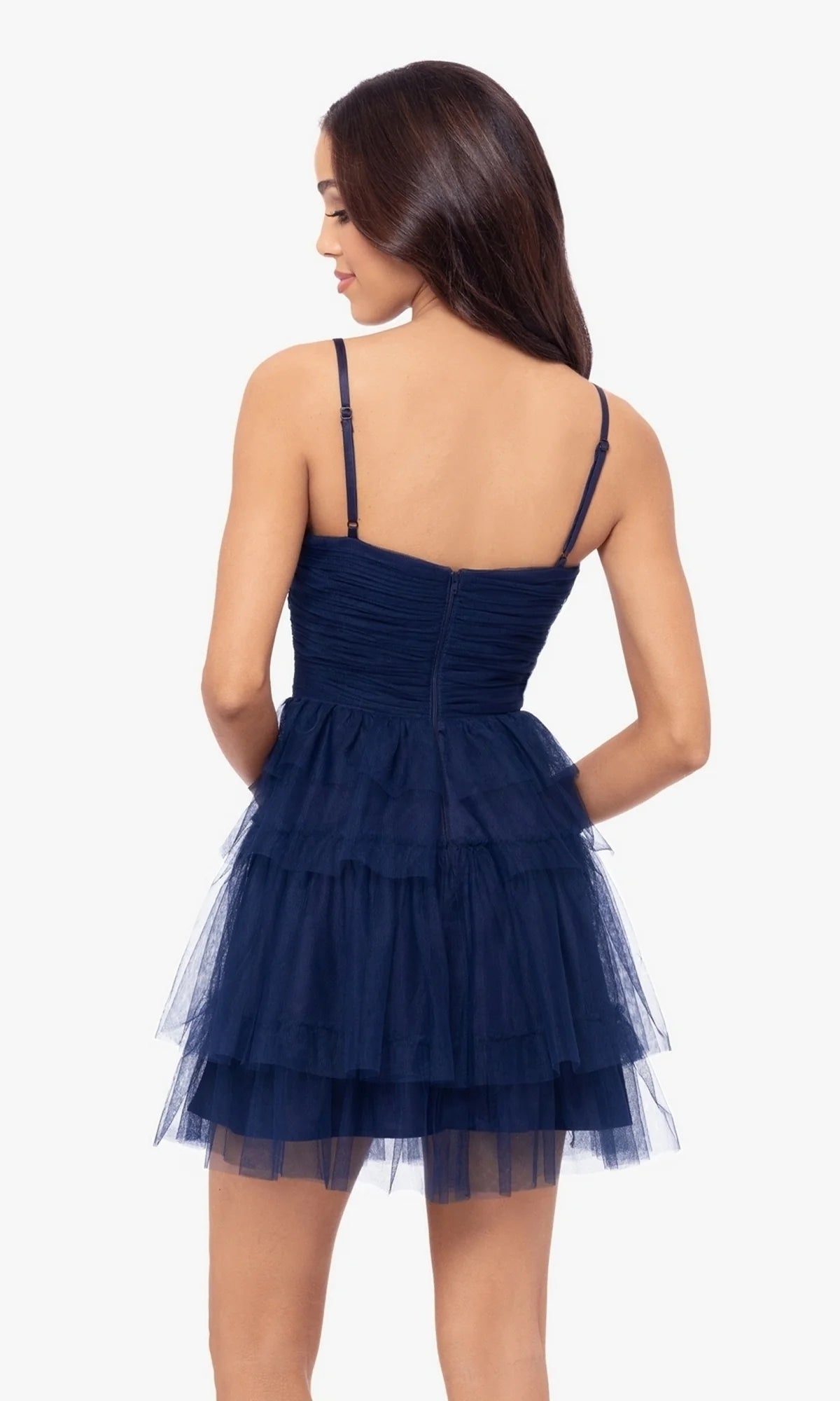 Pleated Tiered Tulle Short Dress
