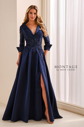 Portrait Collar Embellished Mikado Gown