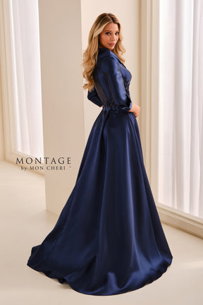 Portrait Collar Embellished Mikado Gown