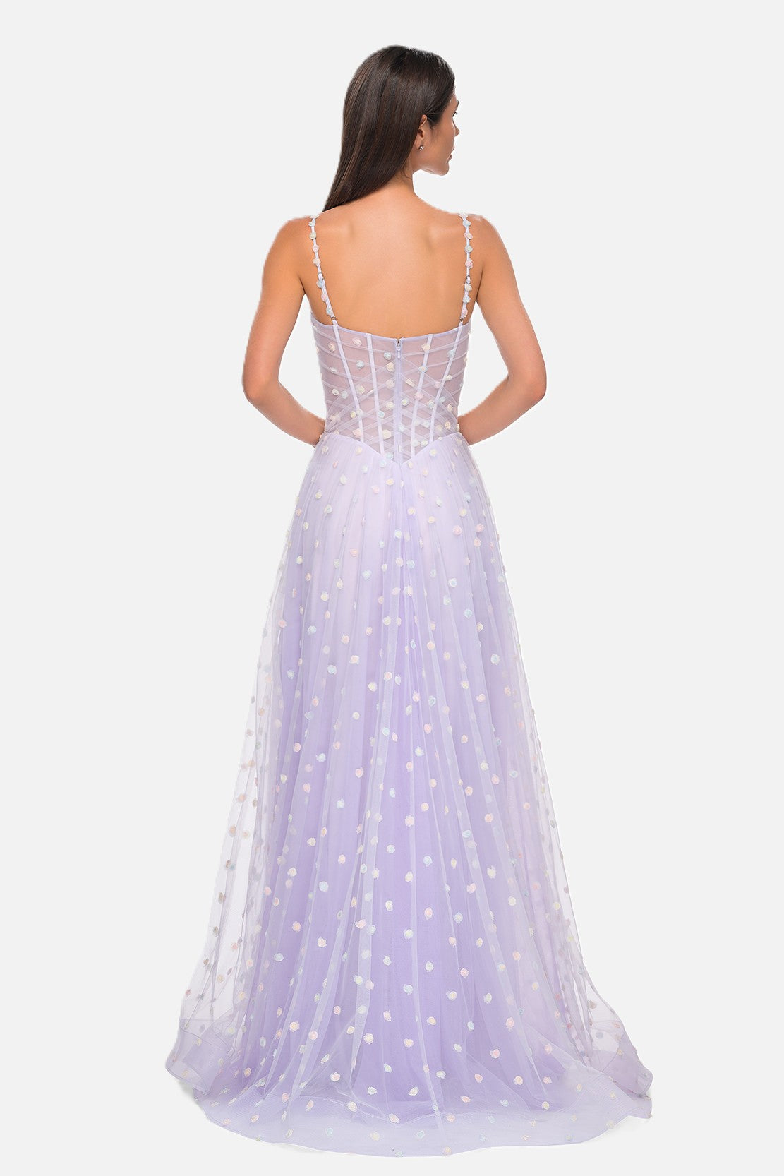 Pretty Polka Dot Applique Gown