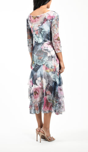 Rapture Rose Print Tiered Dress