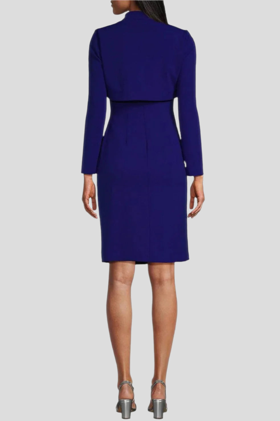 Rosette Square Neck Ruched Dress With Jacket