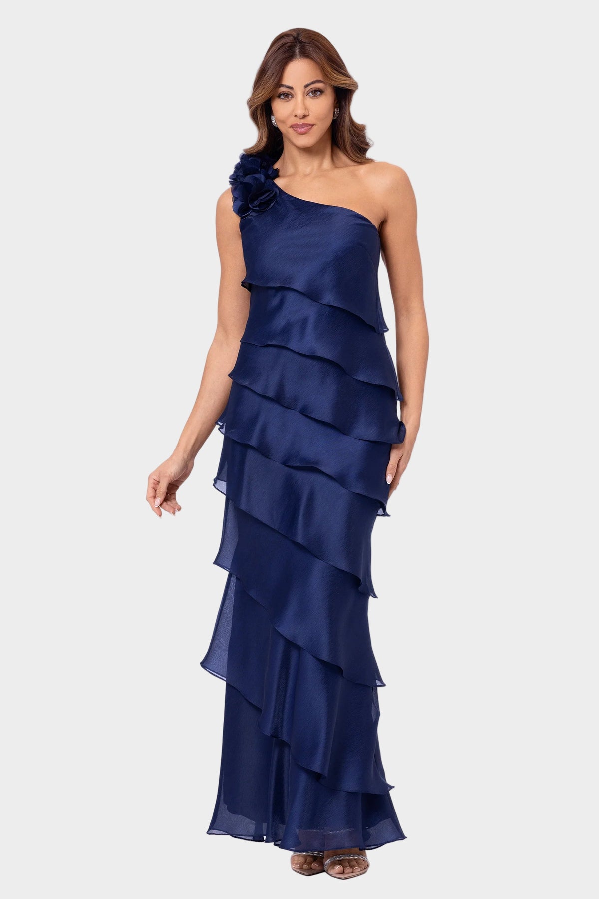 Rosina Organza Tiered One Shoulder Gown