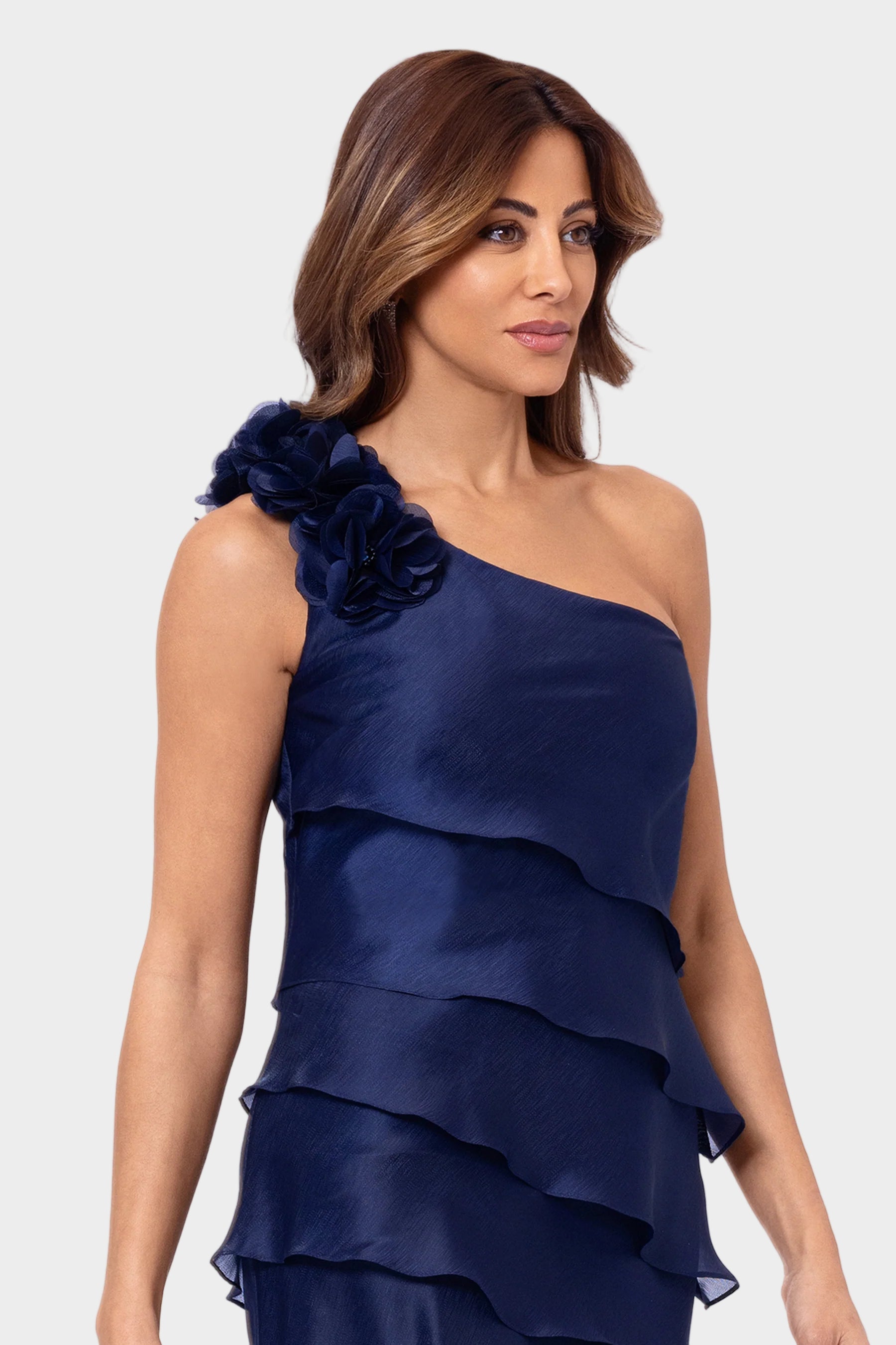 Rosina Organza Tiered One Shoulder Gown