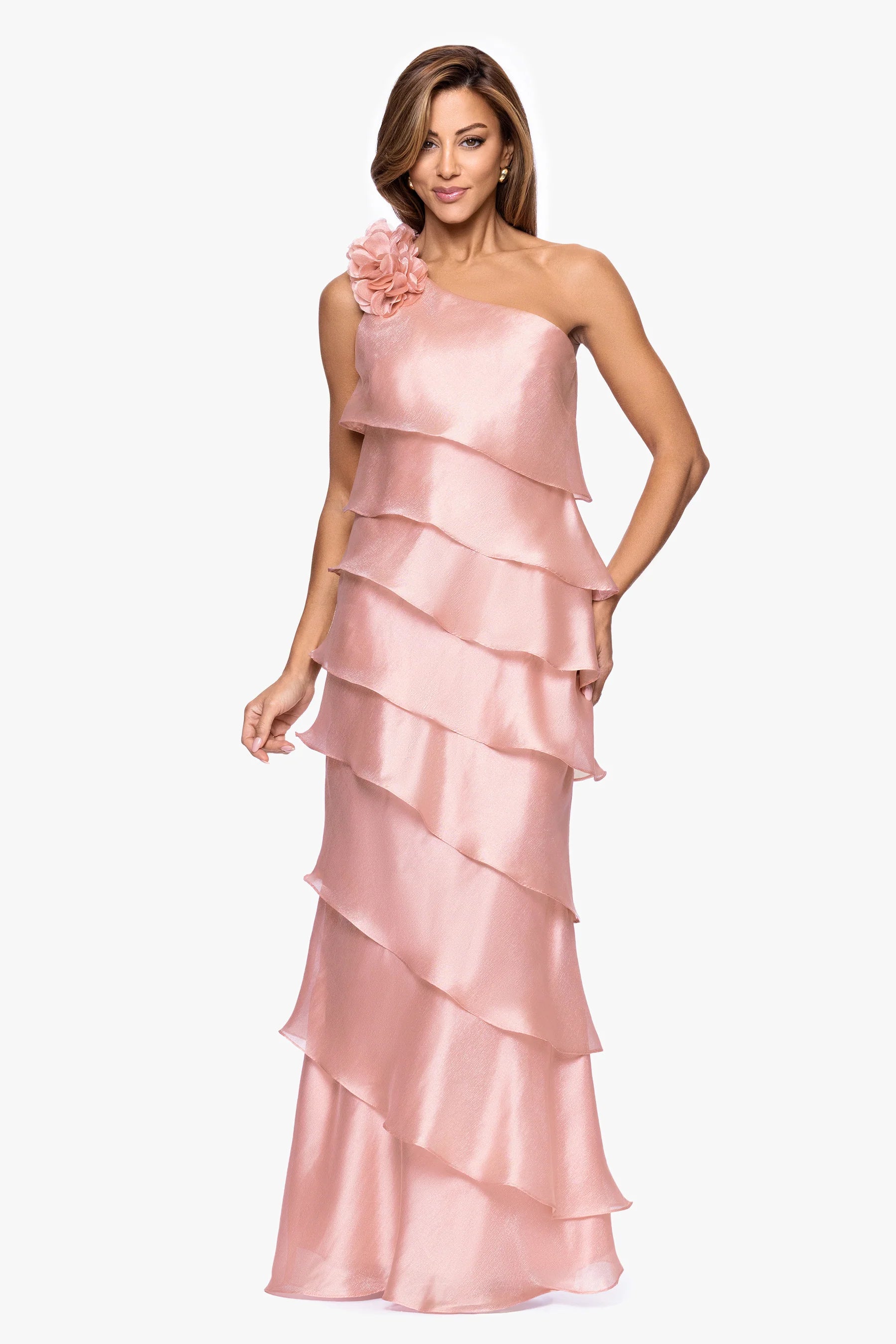 Rosina Organza Tiered One Shoulder Gown