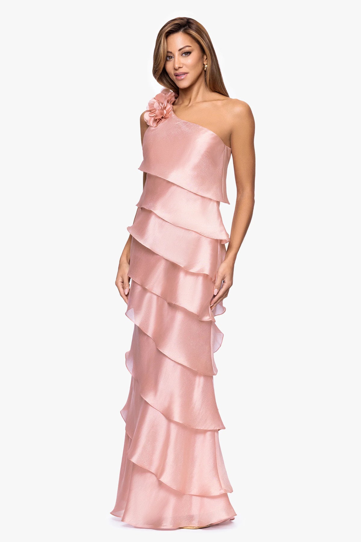 Rosina Organza Tiered One Shoulder Gown