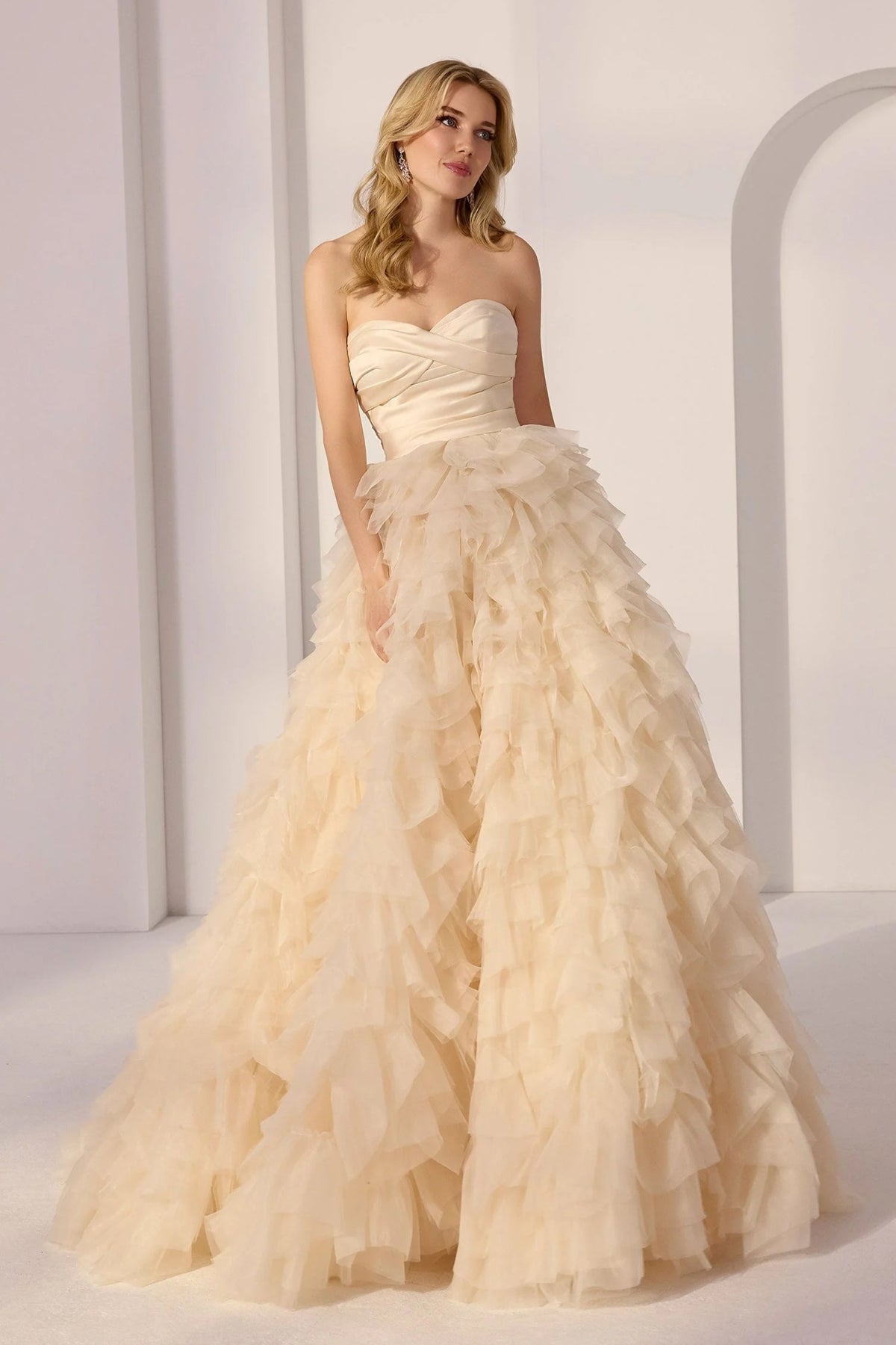 Ruffle Organza Ballgown with Satin Bodice
