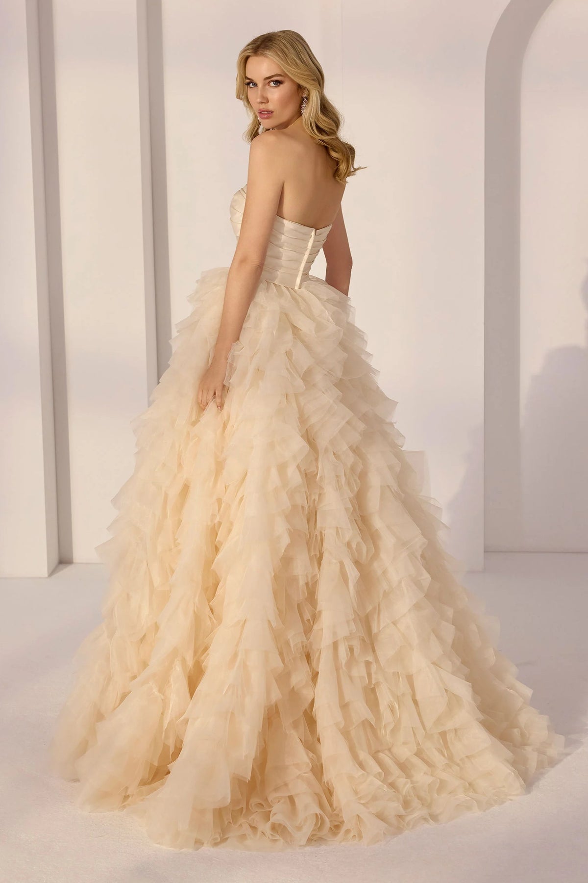 Ruffle Organza Ballgown with Satin Bodice