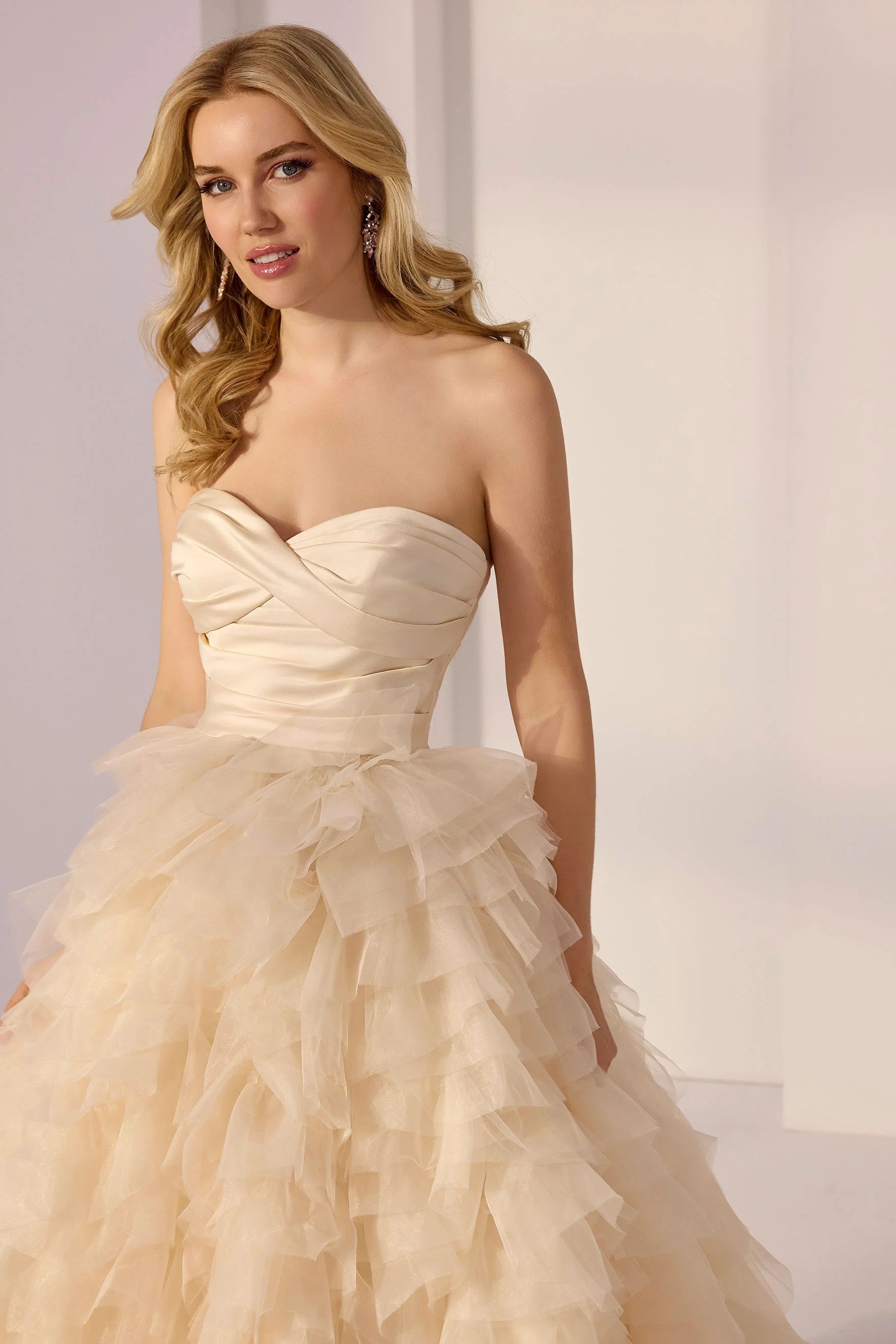 Ruffle Organza Ballgown with Satin Bodice