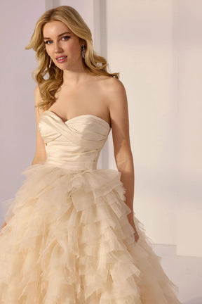 Ruffle Organza Ballgown with Satin Bodice