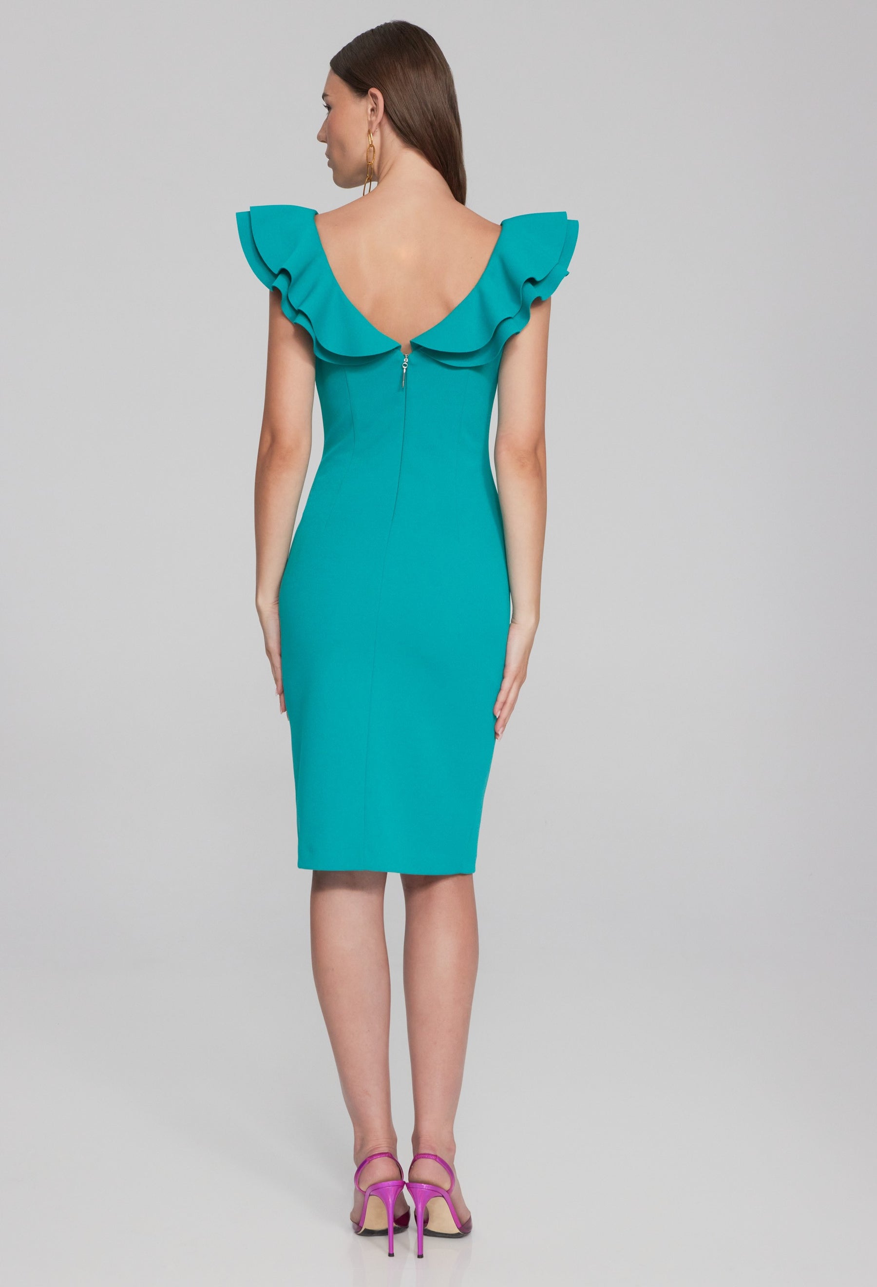 Ruffle Shoulder Detail Sheath Dress