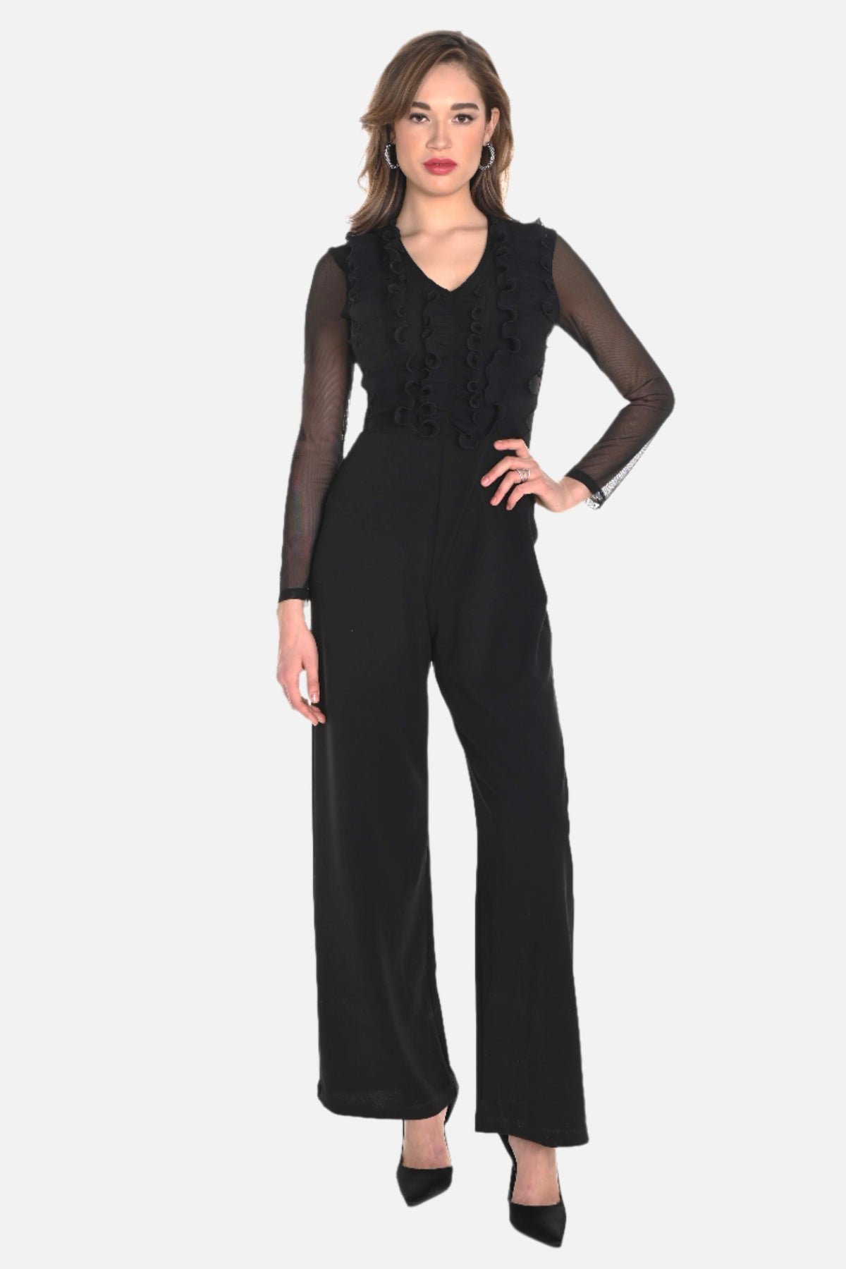 Ruffle V-Neck Jumpsuit