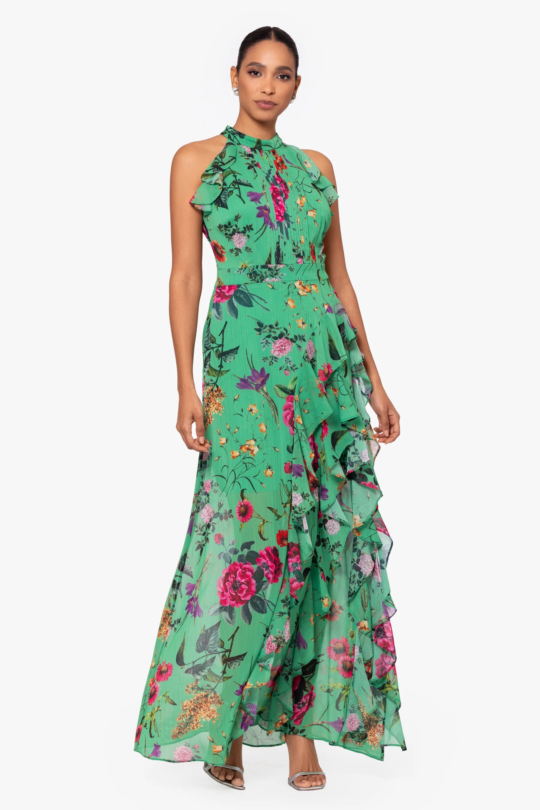 Sandy Floral Ruffle Chiffon Dress