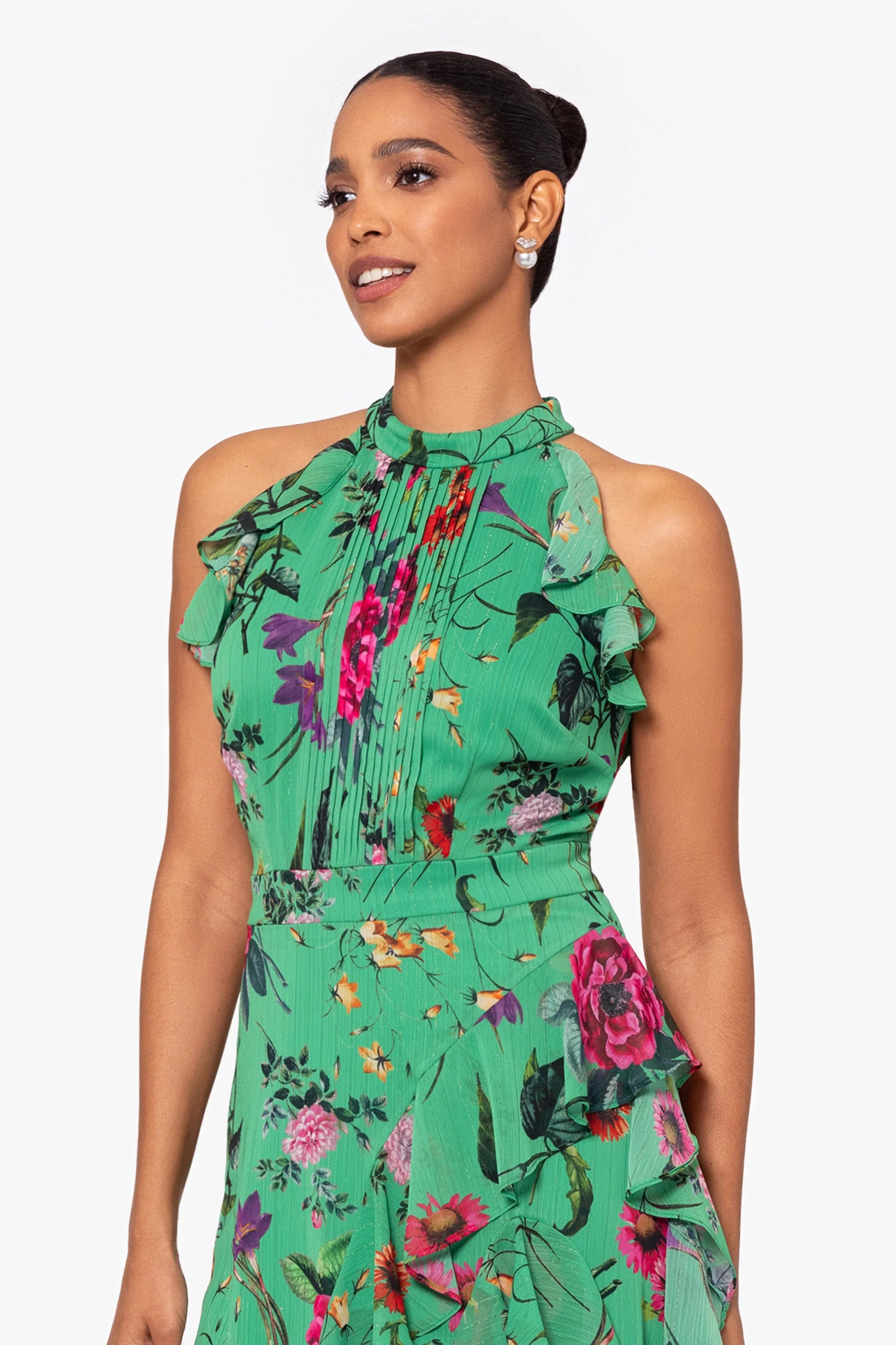 Sandy Floral Ruffle Chiffon Dress