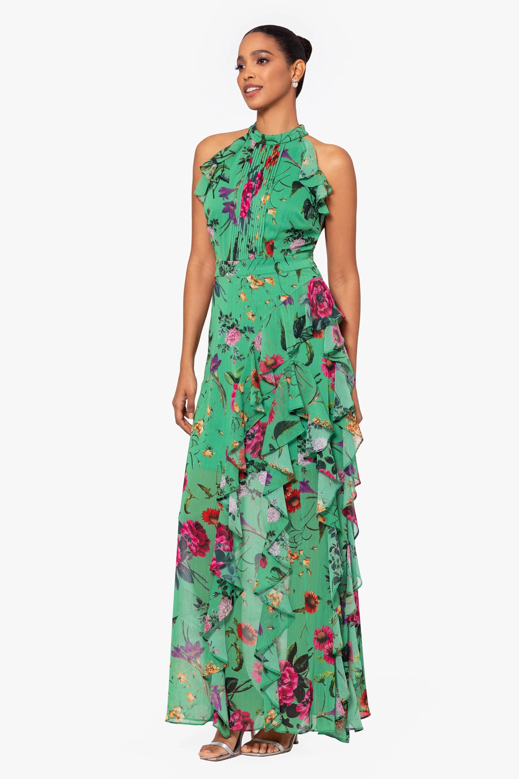 Sandy Floral Ruffle Chiffon Dress