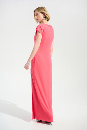 Scuba Crepe Sheath Gown with Rhinestone Piping