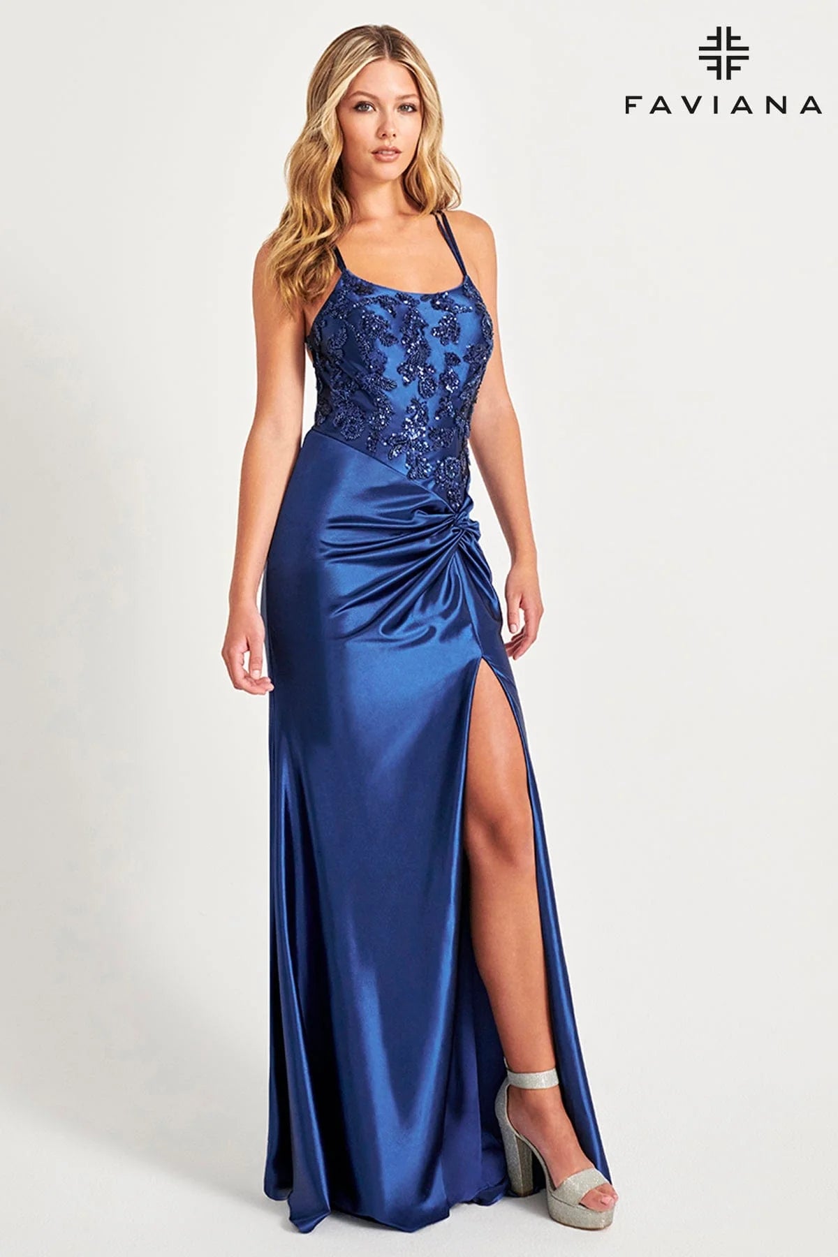 Sequin Bustier Front Knot Gown