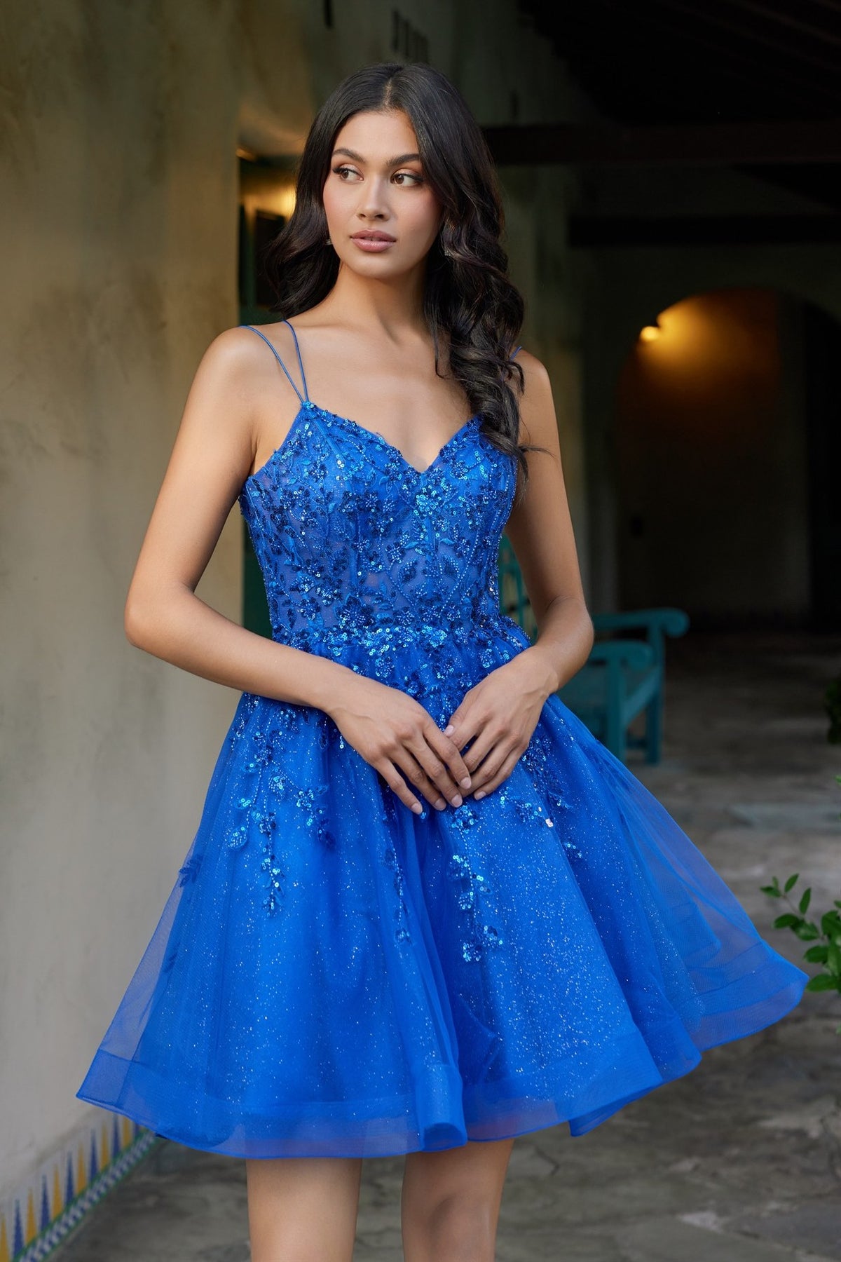 Sequin Corset Shimmer Tulle Short Dress