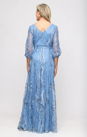 Sequin Embroidered Puffed Sleeve Dress