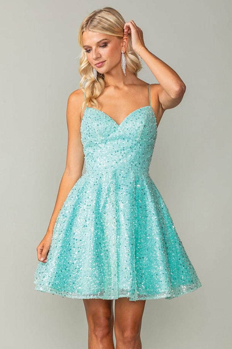 Sequined Sweetheart Short Dress