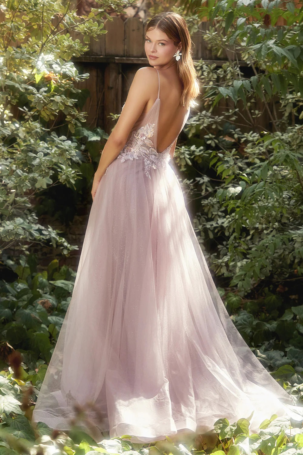 Shimmer Tulle Gown With Sequins And 3D Flowers