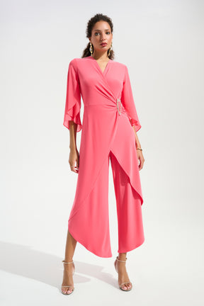Silky Knit Culotte Jumpsuit with Chiffon Tulip Sleeves