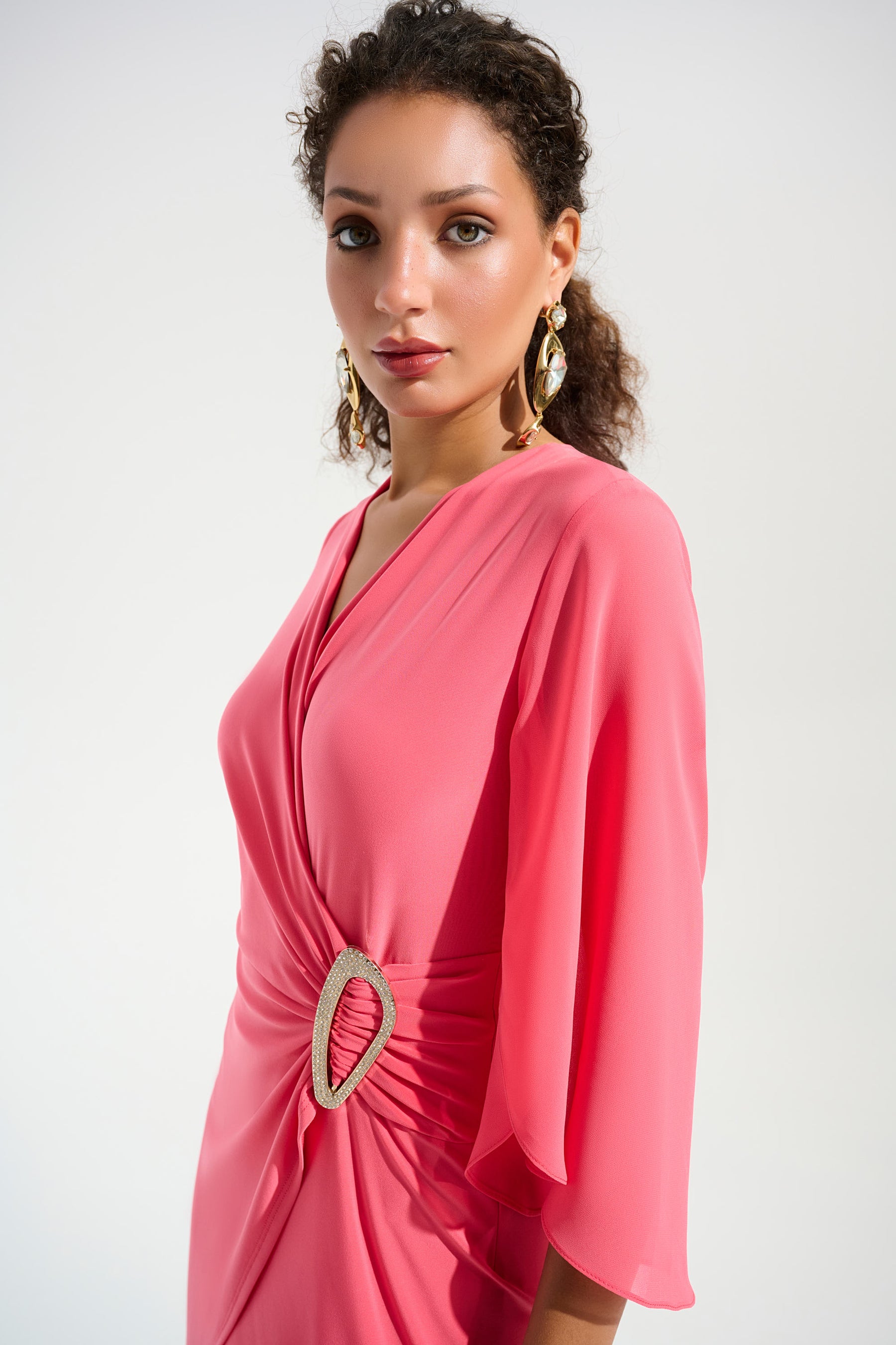 Silky Knit Culotte Jumpsuit with Chiffon Tulip Sleeves