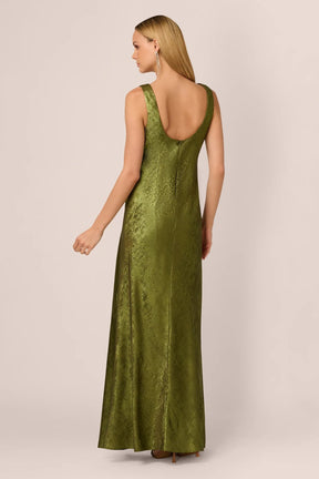 Sleeveless Cowl Bias Cut Foil Gown