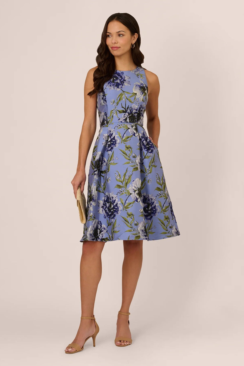 Sleeveless Floral Jacquard Midi Dress | Lizzy's by Cathy Allan