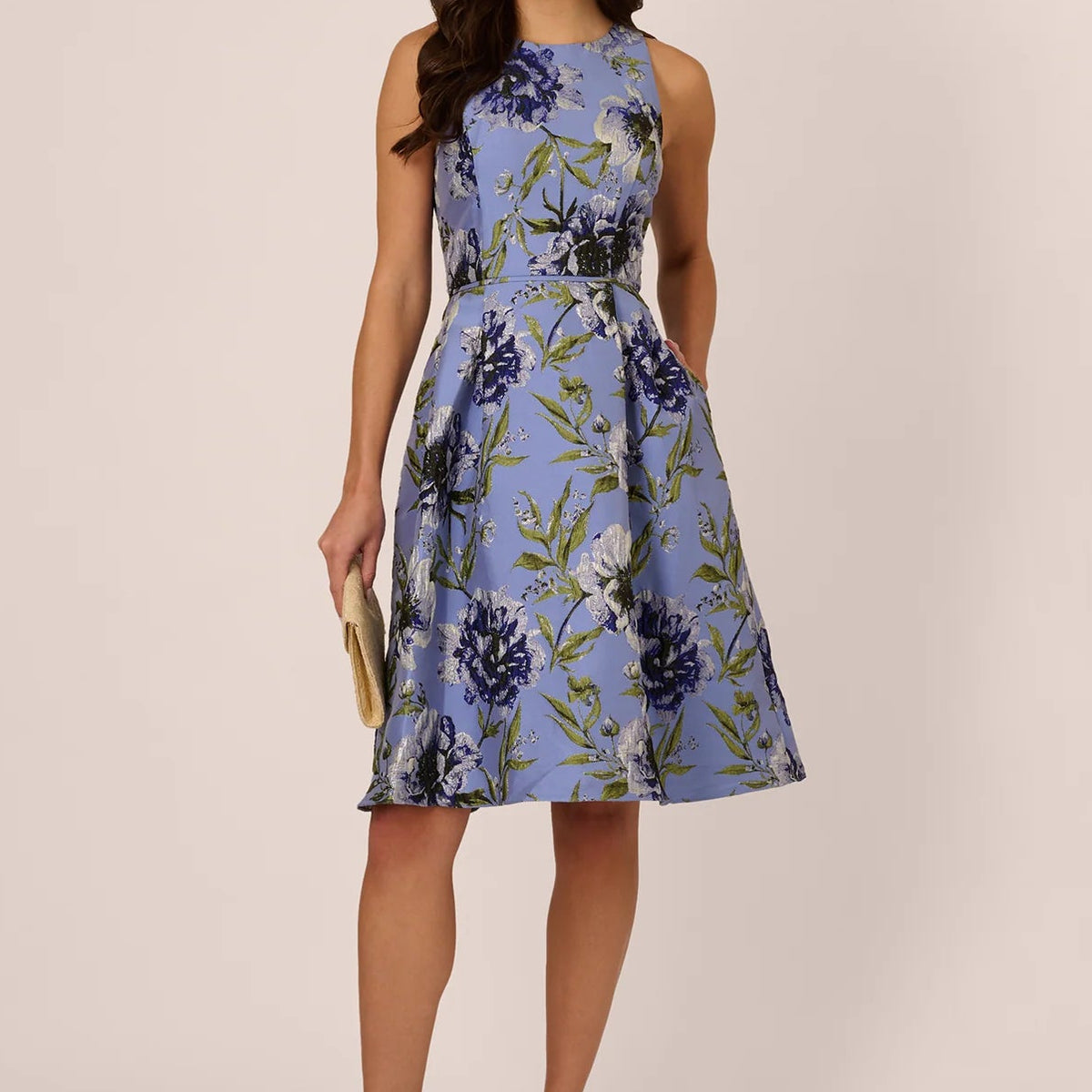 Sleeveless Floral Jacquard Midi Dress | Lizzy's by Cathy Allan