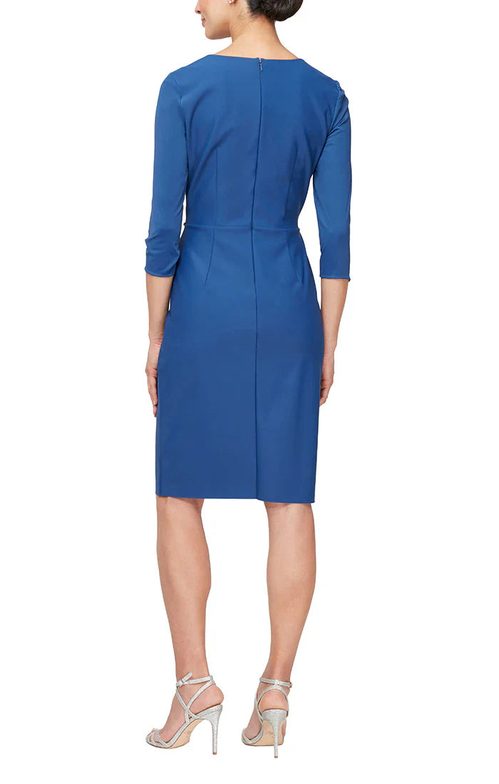 Square Neck Contour Short Dress with Cascading Ruffle