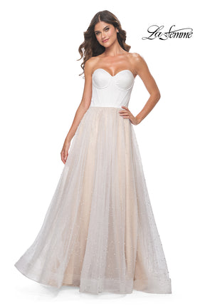 Strapless Pearl Tulle Ballgown