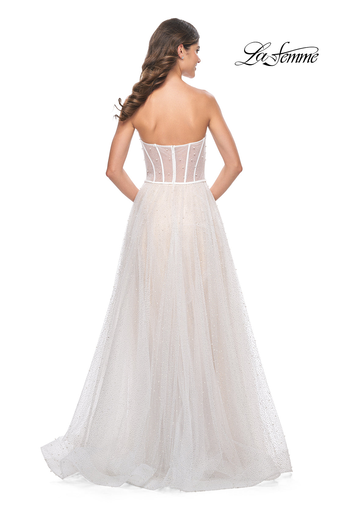 Strapless Pearl Tulle Ballgown