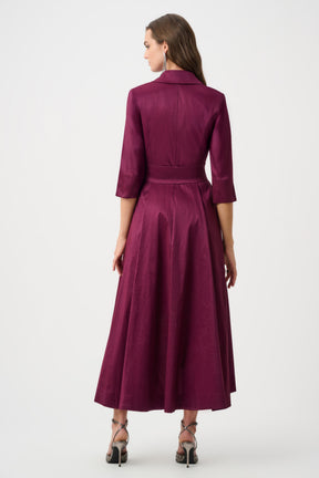 Stretch Taffeta Fit & Flare Wrap Dress