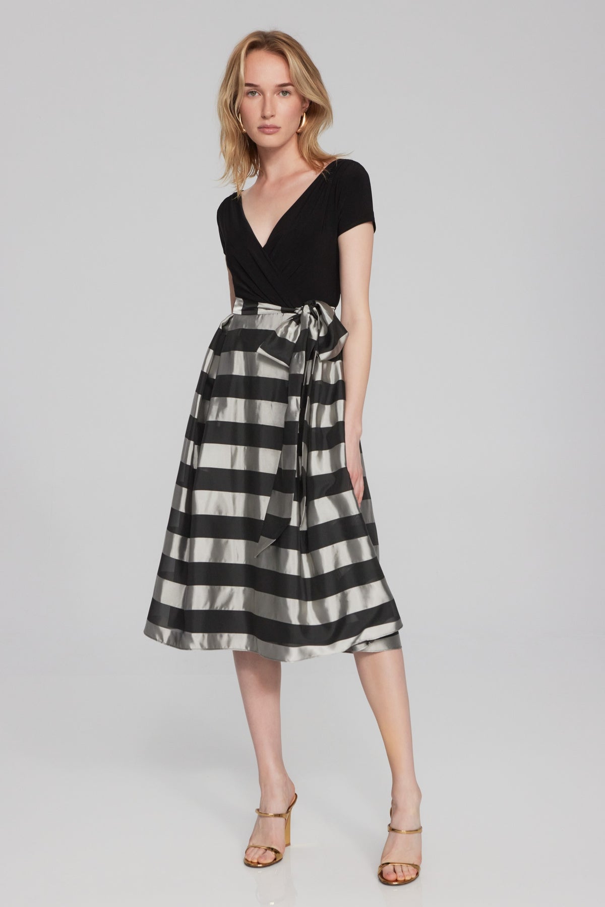 Striped Organza Fit and Flare Dress