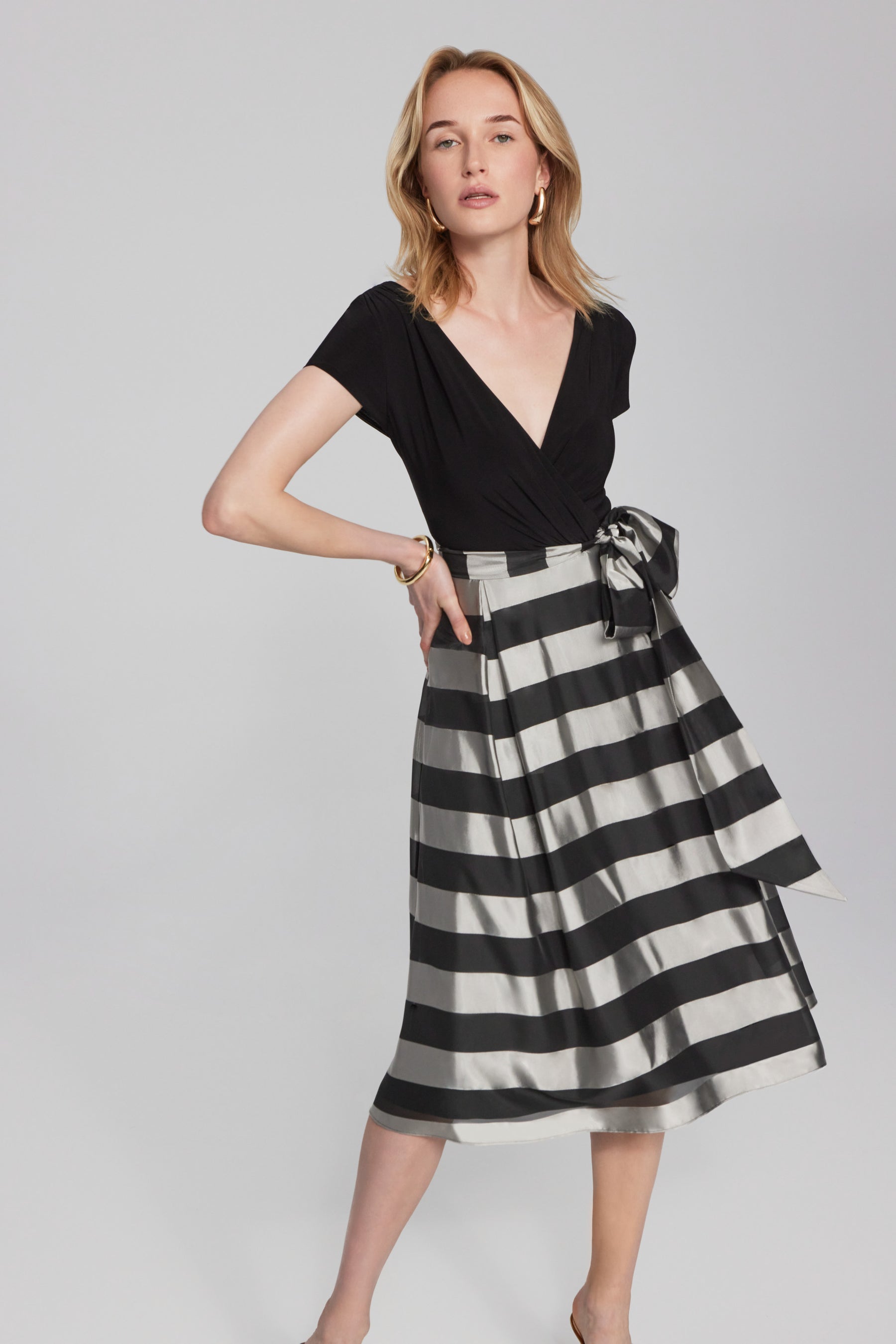 Striped Organza Fit and Flare Dress