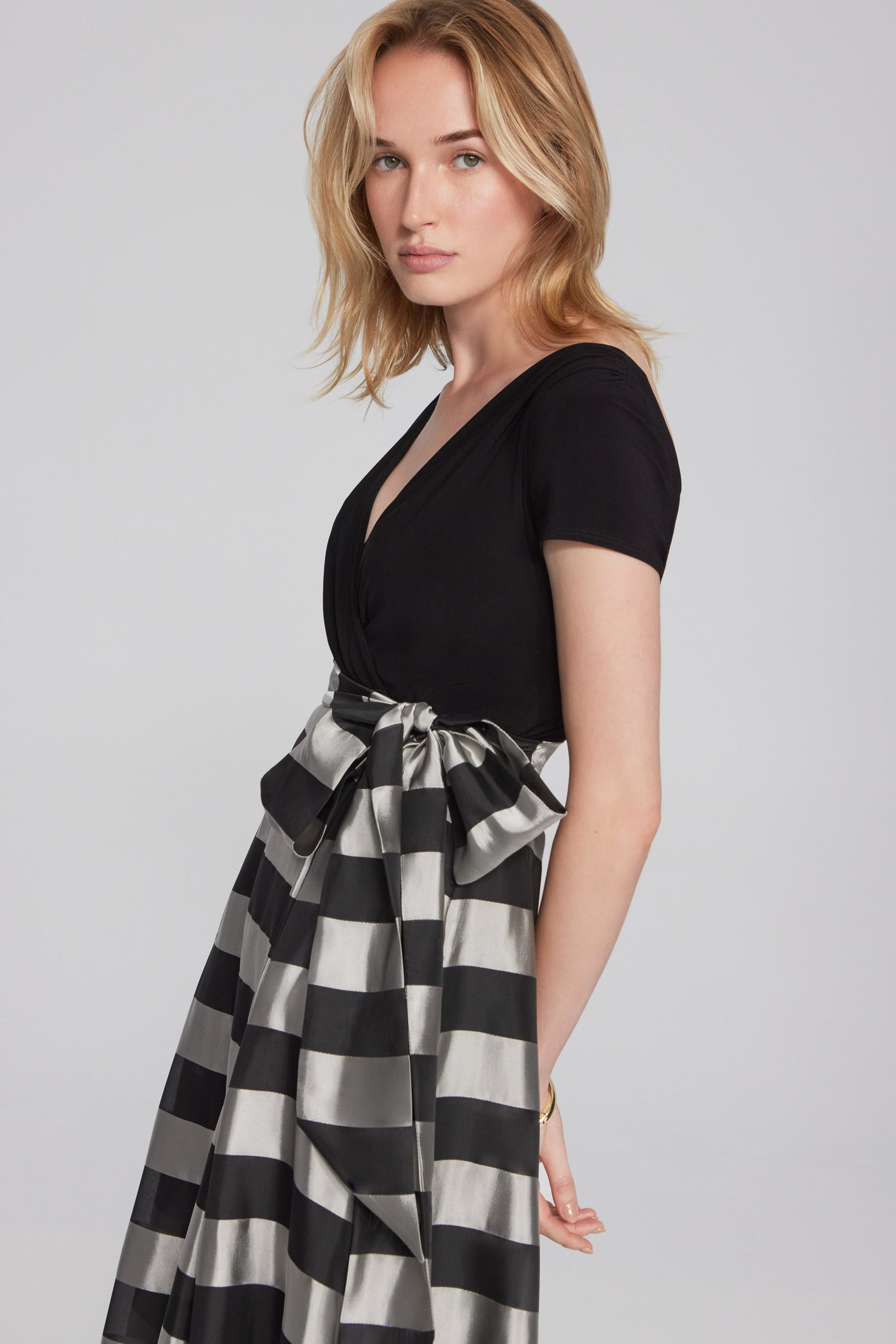 Striped Organza Fit and Flare Dress