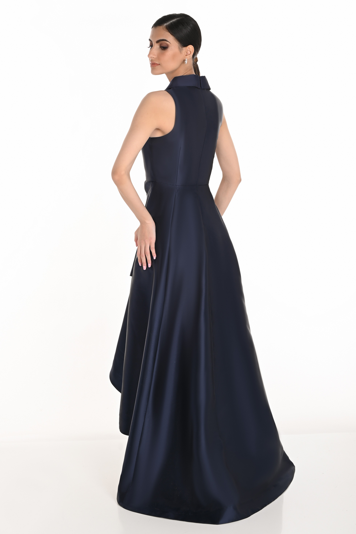 V-Neck Mikado High-Low Dress