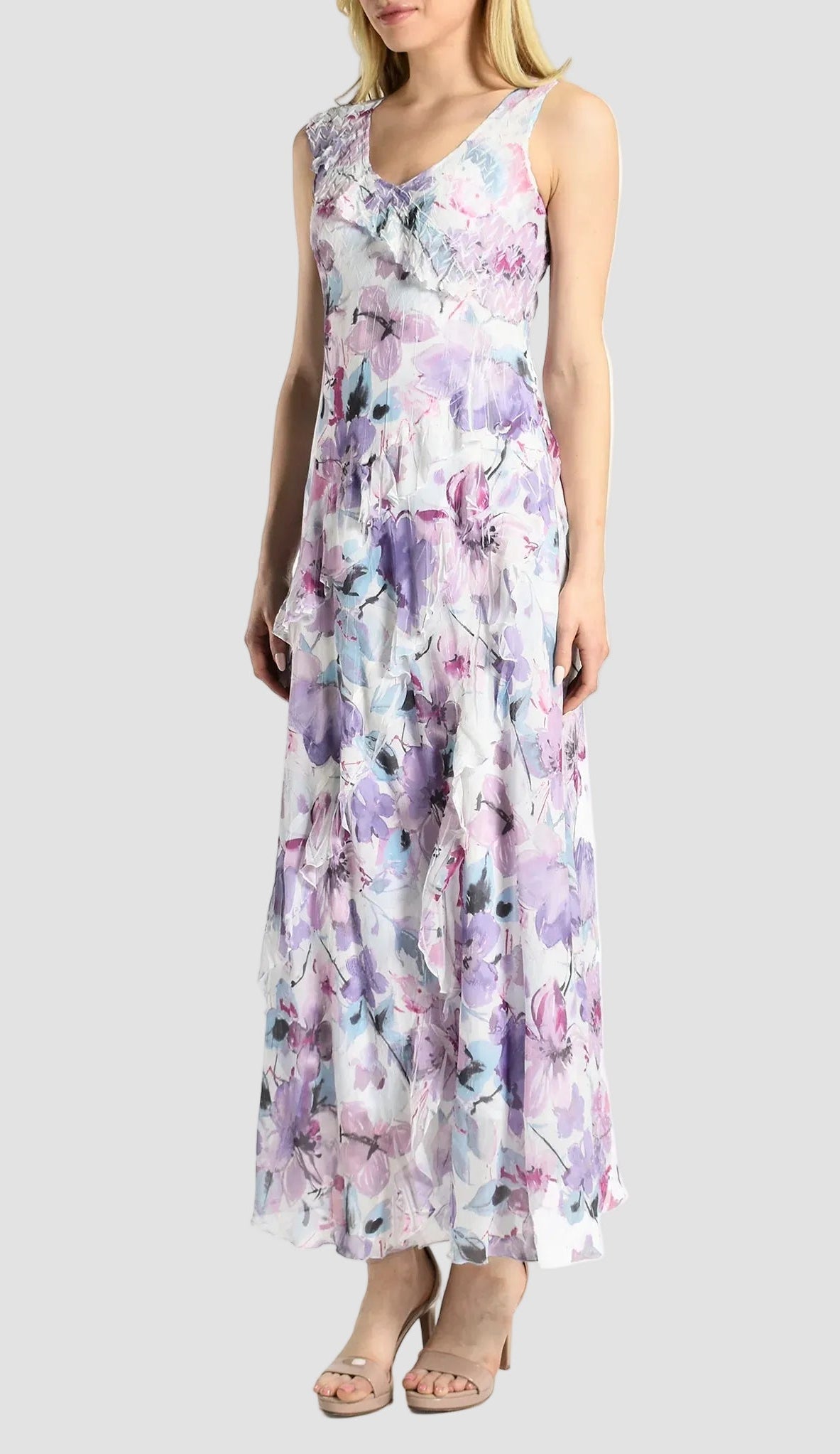 Violetta Print Ruffled Maxi Dress