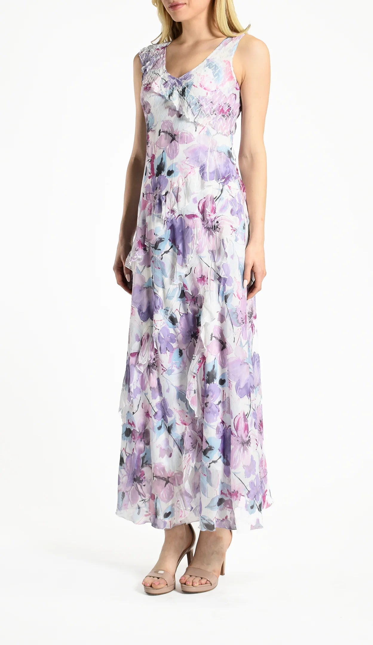 Violetta Print Ruffled Maxi Dress